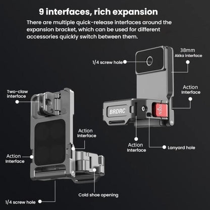 For DJI OSMO Pocket 3 BRDRC PO3005 Multi-functional Magnetic Base Expansion Back Clip Holder Adapter Bezel Accessory, For DJI OSMO Pocket 3 Tarnish
