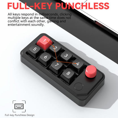 MKESPN 8-Key Wired Hot-Swappable Macro Definition Gaming Mechanical Keyboard With Knob, MKESPN K815A (Black)
