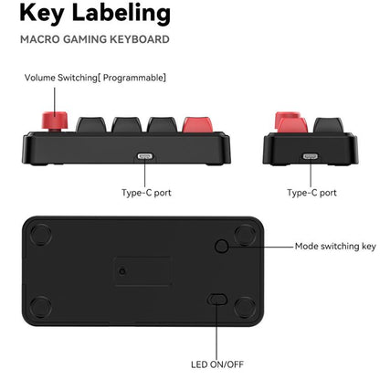 MKESPN 4-Key Macro Programmable Mechanical Gaming Keyboard With Dual USB-C Ports Hot-Swappable RGB Backlit, 816B Black, 816B White, 816A Black, 816A White