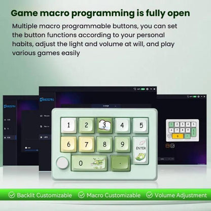 MKESPN W908 Wireless Tri-Mode Hot-Swappable Macro-Defined RGB Backlit Gaming Mechanical Keypad