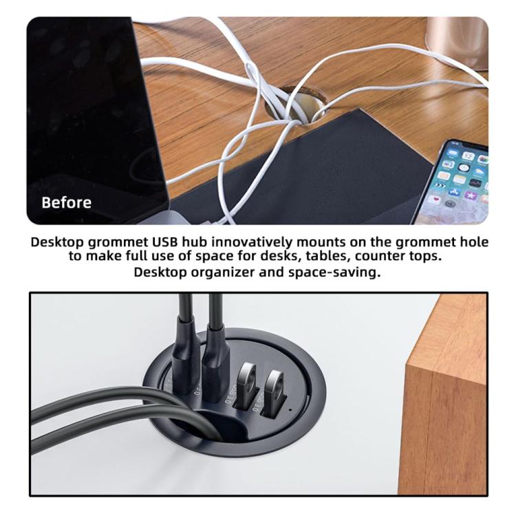 Desk Grommet Splitter HUB Dock Station, Cable Length 1.2m, 4 x USB3.0, 3 x USB3.0+TF+SD, 3xUSB3.0+3.5mm, 2xUSB3.0+USB-C+3.5mm, 2xUSB3.0+USB-C+SD/MMC
