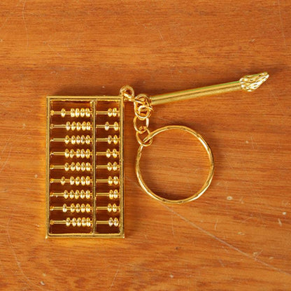 Zinc Alloy Gold Plated Daily Charm Abacus Keychain, 4cm With Pen, 6cm With Keychain, 9cm with Keychain