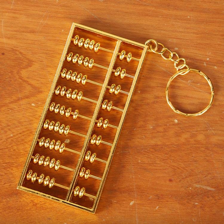 Zinc Alloy Gold Plated Daily Charm Abacus Keychain, 4cm With Pen, 6cm With Keychain, 9cm with Keychain
