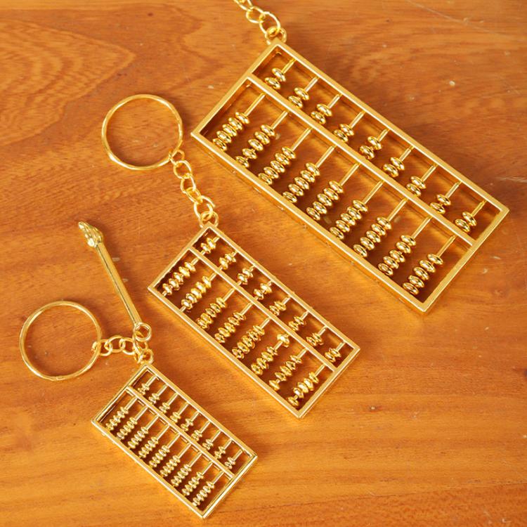 Zinc Alloy Gold Plated Daily Charm Abacus Keychain, 4cm With Pen, 6cm With Keychain, 9cm with Keychain