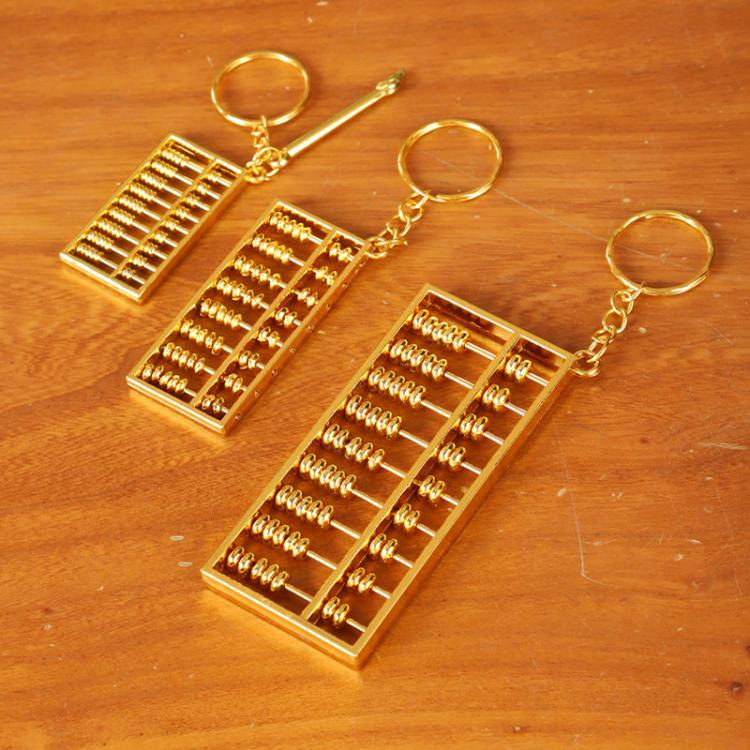 Zinc Alloy Gold Plated Daily Charm Abacus Keychain, 4cm With Pen, 6cm With Keychain, 9cm with Keychain