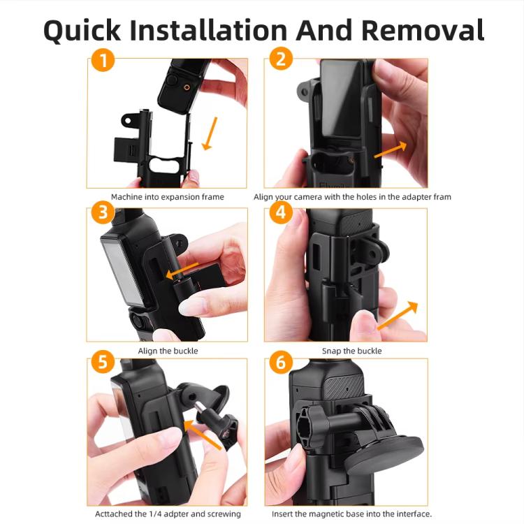 For DJI Osmo Pocket 3 Flymile Magnetic Bracket Fixed Base Back Clip Adapter Bezel Accessories, 4pcs /Set, 6pcs /Set