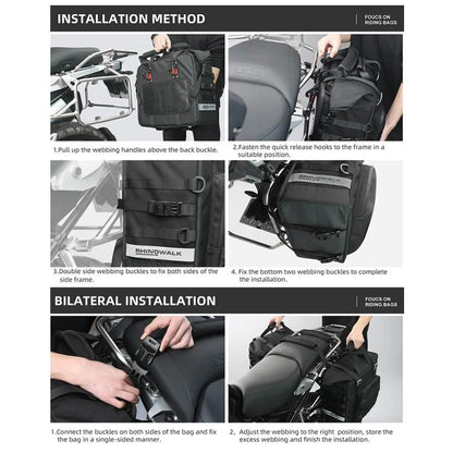 Rhinowalk MTR2050 25L-32L Expandable Large Capacity Quick-release Motorcycle Side Bag