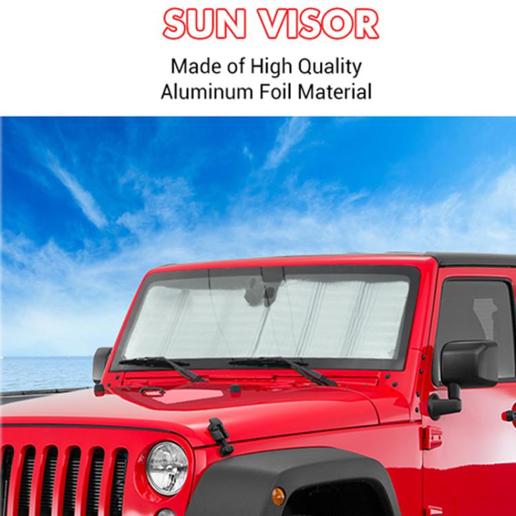 For Jeep 2007-2017 Wrangler JK Car Front Windshield Sunshade, 51.9 x 16.1inch