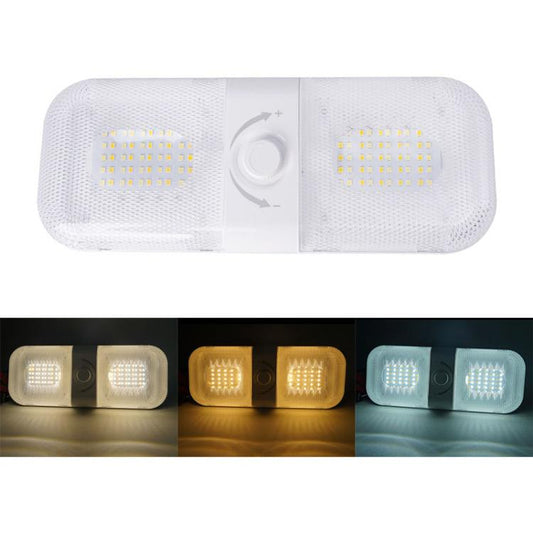 12-24V RV Light 120 LEDs 3-Color Temperature Rotary Button Dimming Roof Light, FC01