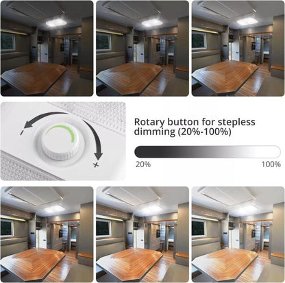 12-24V RV Light 120 LEDs 3-Color Temperature Rotary Button Dimming Roof Light, FC01