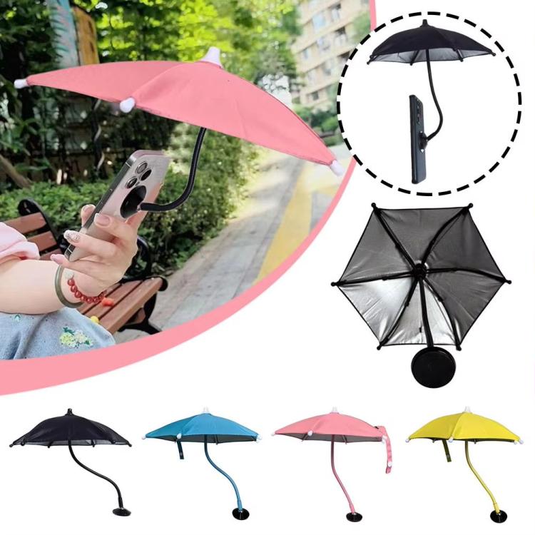 Magnetic Phone Mini Sun Protection Umbrella Parasol Diameter 9.4 inch, Metal Hose 8.3 inch, Black, Blue, Pink