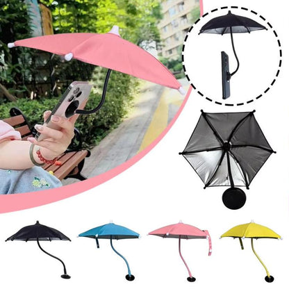 Magnetic Phone Mini Sun Protection Umbrella Parasol Diameter 9.4 inch, Metal Hose 8.3 inch, Black, Blue, Pink