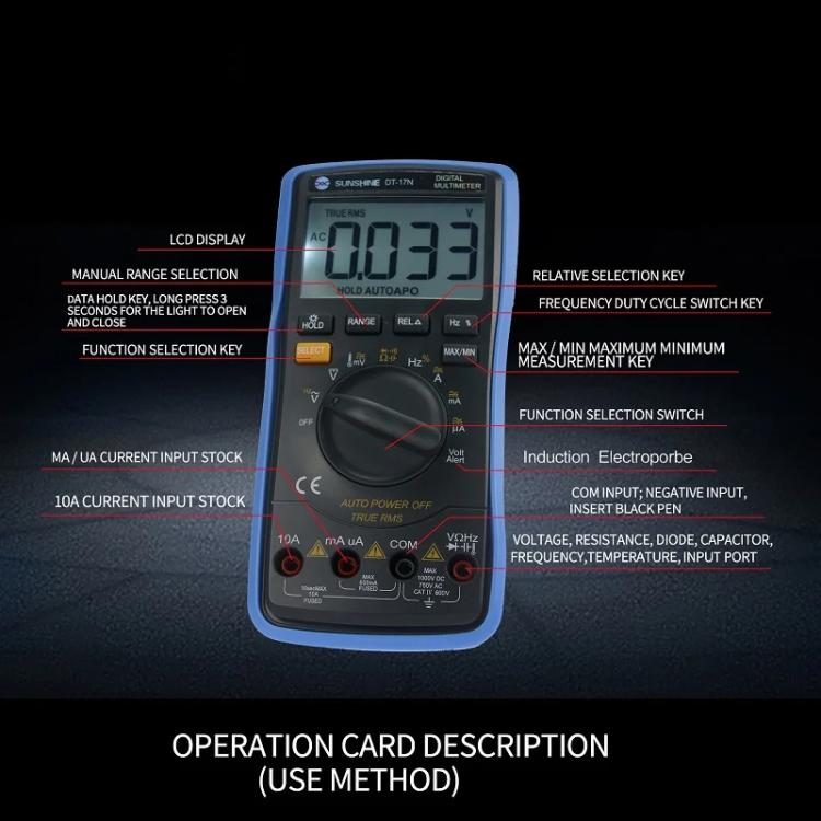 Auto Range Digital Multimeter LCD Display Tester Pen High Precision Measurement Of Capacitance Voltage Current, DT-17N