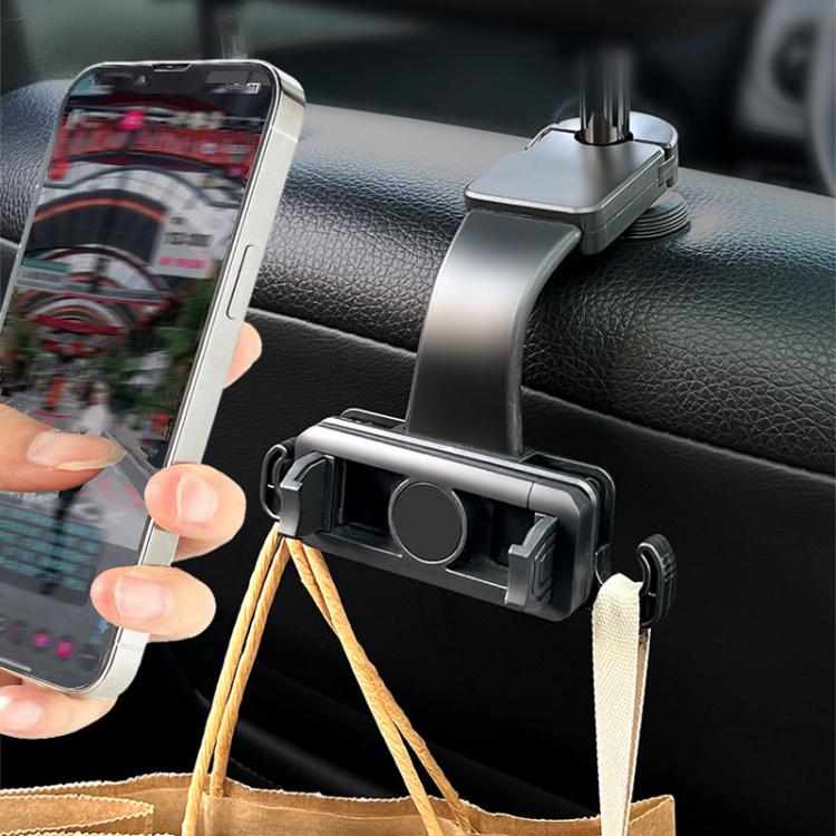 Car Rear Seat Headrest Multifunctional Rotating Telescopic Cell Phone Holder Hooks