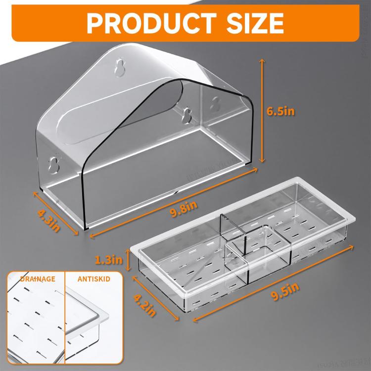 Clear Window Bird Feeder with Strong Suction Cups Fits for Wild Birds, Chickadees, Triangular, Rectangular