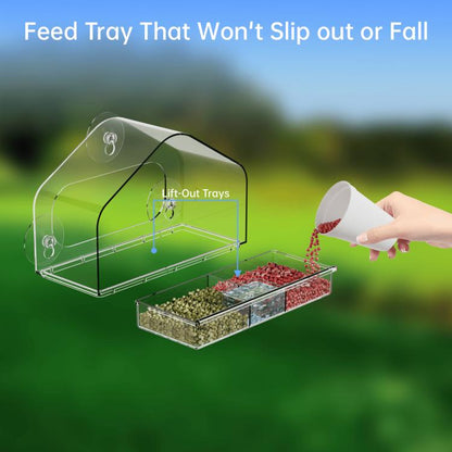 Clear Window Bird Feeder with Strong Suction Cups Fits for Wild Birds, Chickadees, Triangular, Rectangular