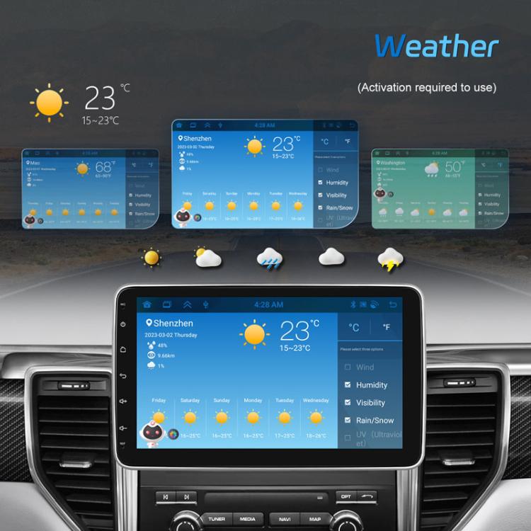 10 Inch Android 13.0 Universal Player Car Reversing Center Control Integrated Machine, 4+64G