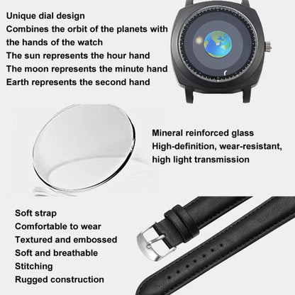 YAZOLE 588 Men Watch Earth Sun Moon Pointer Quartz Watch Student Wristwatch