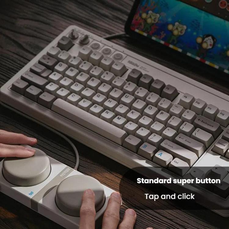 8BitDo Retro87 M Mechanical Keyboard Vintage Wireless Bluetooth / 2.4G / Wired Triple Mode Connection Keyboard, Light Gray Keyboard