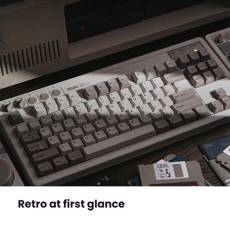 8BitDo Retro87 M Mechanical Keyboard Vintage Wireless Bluetooth / 2.4G / Wired Triple Mode Connection Keyboard, Light Gray Keyboard