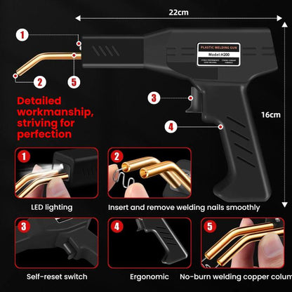 Rechargeable Car Bumper Plastic Repair Welding Machine, Black, Black+200 Welding Nails, Black+400 Welding Nails, Black+800 Welding Nails, Black+1200 Welding Nails