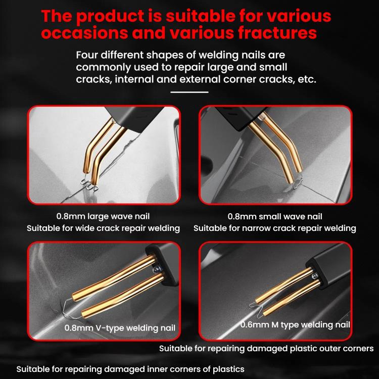 Rechargeable Car Bumper Plastic Repair Welding Machine, Black, Black+200 Welding Nails, Black+400 Welding Nails, Black+800 Welding Nails, Black+1200 Welding Nails