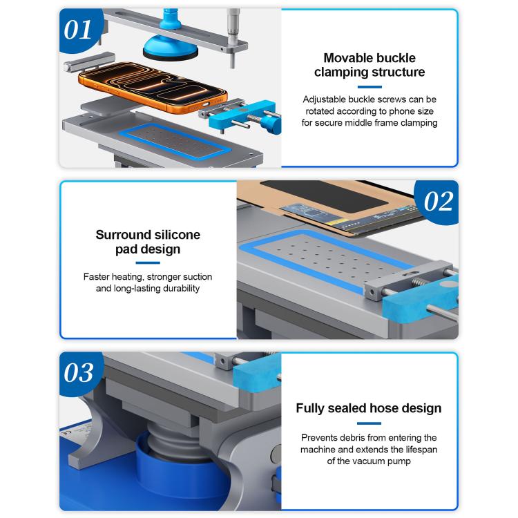SUNSHINE S-918F Plus 5 In 1 Curved Screen Separator Mobile Phone LCD Screen Repair Separator Heating Platform, S-918F Plus
