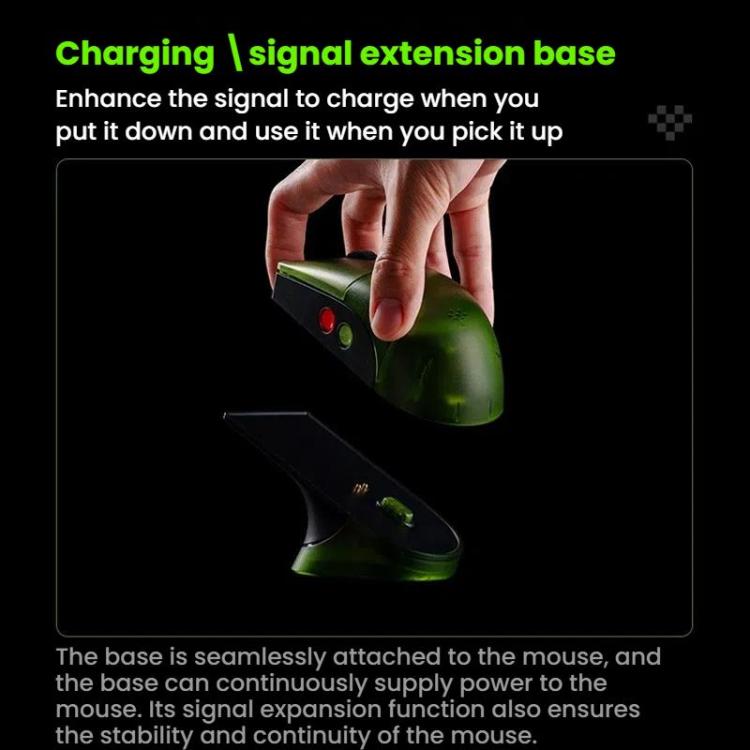 8BitDo Retro R8 Green Translucent Wireless Mouse With Charging Base, Green Translucent Mouse
