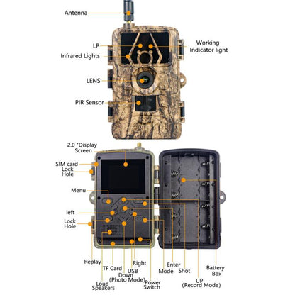 4G Hunting Camera Night Vision SIM Card HD 8K 60MP Photo Video Hunting Camera, PR801LTE European Version, PR801LTE USA  Australia Version