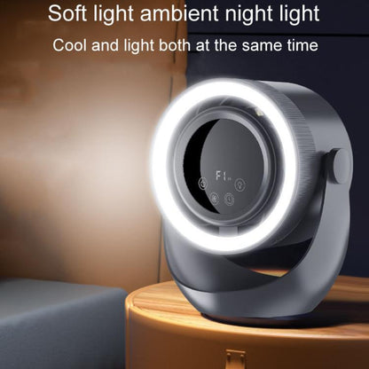 F158 Desktop Mini Multi-Speed Circulating Fan Timed Remote Control Lighted Fan, Gray Plug-In, Beige Plug-In, Gray Rechargeable, Beige Rechargeable