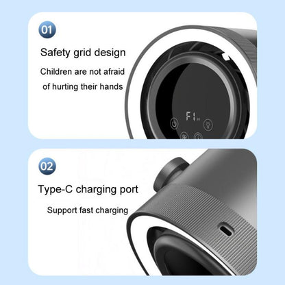 F158 Desktop Mini Multi-Speed Circulating Fan Timed Remote Control Lighted Fan, Gray Plug-In, Beige Plug-In, Gray Rechargeable, Beige Rechargeable