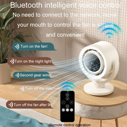 F168 Intelligent Voice Desktop Circulation Fan Touch-Screen Shaking-Head High Rotation Speed Bladeless Night Light Fan