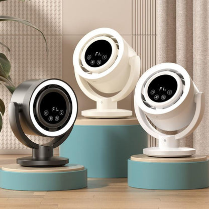 F168 Intelligent Voice Desktop Circulation Fan Touch-Screen Shaking-Head High Rotation Speed Bladeless Night Light Fan