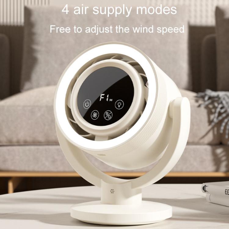 F168 Intelligent Voice Desktop Circulation Fan Touch-Screen Shaking-Head High Rotation Speed Bladeless Night Light Fan