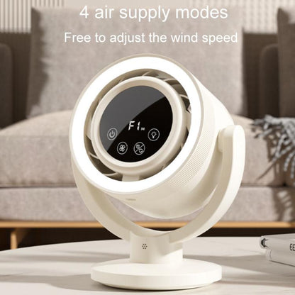 F168 Intelligent Voice Desktop Circulation Fan Touch-Screen Shaking-Head High Rotation Speed Bladeless Night Light Fan