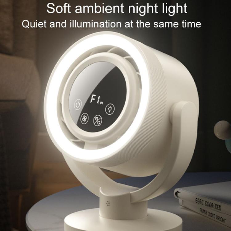 F168 Intelligent Voice Desktop Circulation Fan Touch-Screen Shaking-Head High Rotation Speed Bladeless Night Light Fan