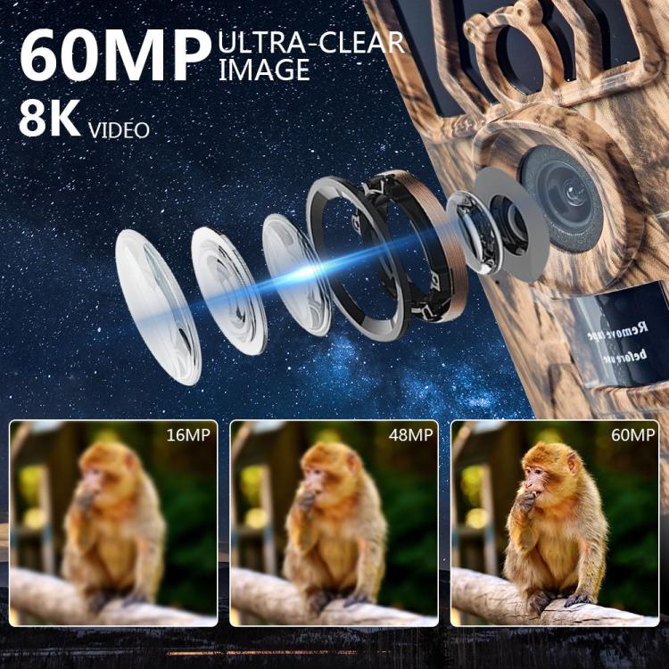 Ultra HD 8K Video 60MP Photo APP WIFI Outdoor Hunting Camera, PR801W WIFI Version