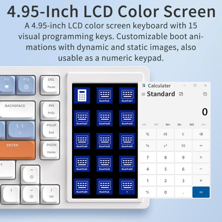 Ajazz AKP815 81 Keys Wired Mechanical Keyboard RGB Backlit LCD Screen Visual Programming Custom Driver Gaming Keyboard