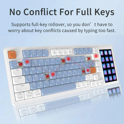Ajazz AKP815 81 Keys Wired Mechanical Keyboard RGB Backlit LCD Screen Visual Programming Custom Driver Gaming Keyboard