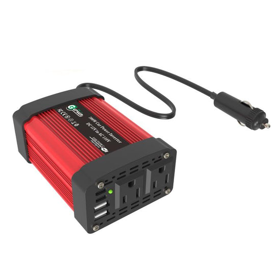 Gurxun Dual USB+Dual Type-C Charging Port Modified Square Wave Car Inverter, DC12V To AC110V Dual US Plug, DC12V to AC220V Universal Plug
