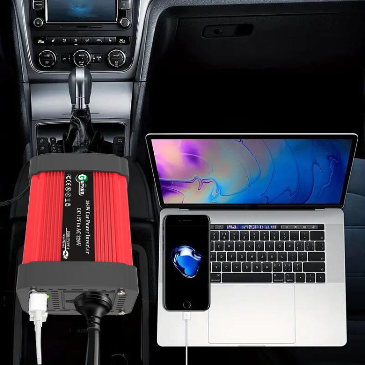 Gurxun Dual USB+Dual Type-C Charging Port Modified Square Wave Car Inverter, DC12V To AC110V Dual US Plug, DC12V to AC220V Universal Plug