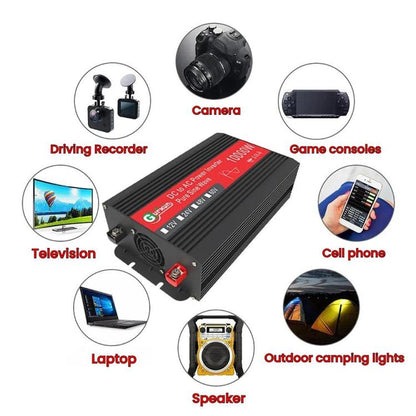 Gurxun 1500W Dual USB Fast Charger Dual Digital Display Pure Sine Wave Inverter, EU Plug 12V To 220V, US Plug 12V To 110V, Brazil Plug 12V To 110V, Brazil Plug 12V To 220V