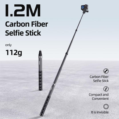 aMagisn 1.2m Carbon Fiber Invisible Selfie Stick for Action Camera Phone, AM23