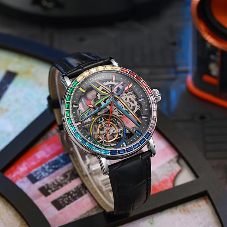 Dulunwe 6057A 30m Waterproof Luminous Fully Automatic Mechanical Watch, Steel Strap Black, Steel Strap White, Leather Strap Black, Leather Strap White, Silicone Strap Black, Silicone Strap White