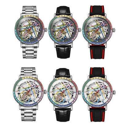 Dulunwe 6057A 30m Waterproof Luminous Fully Automatic Mechanical Watch, Steel Strap Black, Steel Strap White, Leather Strap Black, Leather Strap White, Silicone Strap Black, Silicone Strap White