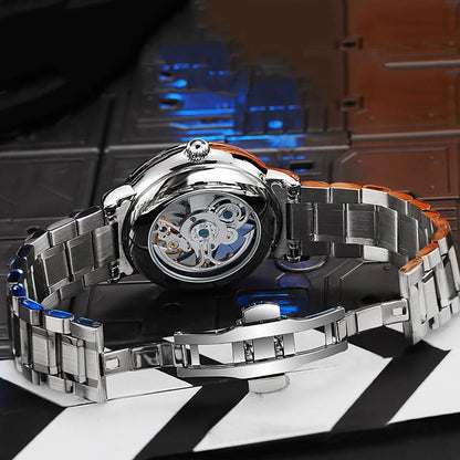 Dulunwe 6057A 30m Waterproof Luminous Fully Automatic Mechanical Watch, Steel Strap Black, Steel Strap White, Leather Strap Black, Leather Strap White, Silicone Strap Black, Silicone Strap White