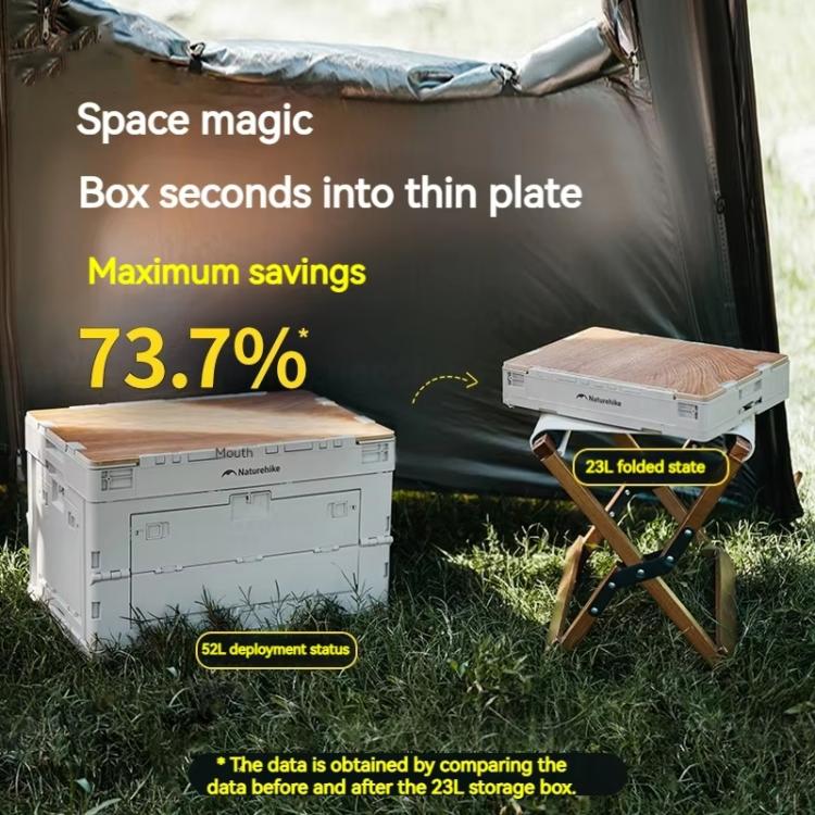 Naturehike Outdoor Large Capacity Folding Storage Box Portable Camping Table, 23L Light Gray, 52L Light Gray
