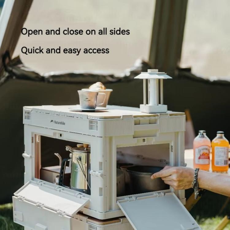 Naturehike Outdoor Large Capacity Folding Storage Box Portable Camping Table, 23L Light Gray, 52L Light Gray
