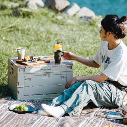 Naturehike Outdoor Large Capacity Folding Storage Box Portable Camping Table, 23L Light Gray, 52L Light Gray
