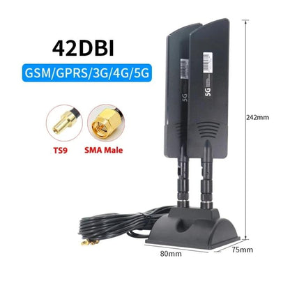 42dbi 5G Router External Antenna Outdoor Long Range WiFi Signal Coverage Booster, SMA Male Black, TS9 Black, TS9 White
